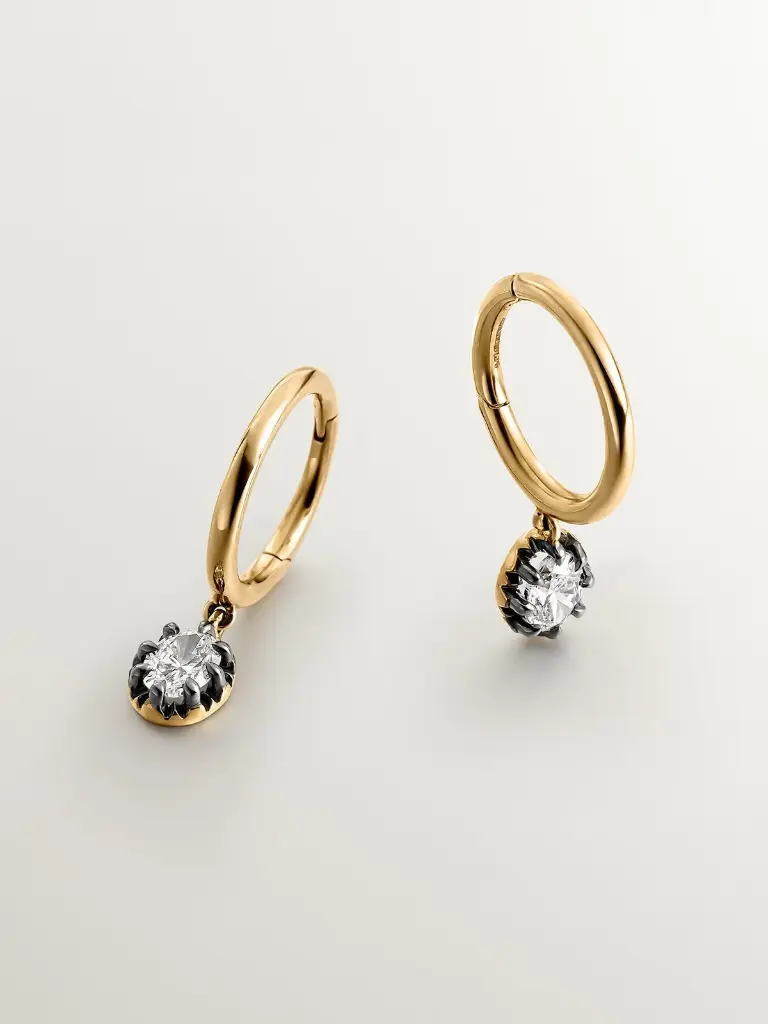 Pendientes de oro 18K y diamantes en talla oval