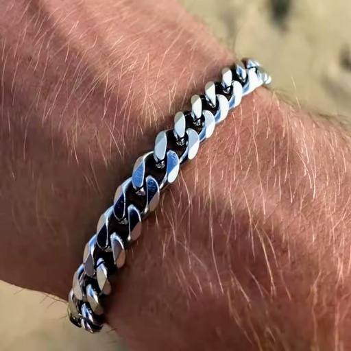 Wannee pulsera de cadena cubana para hombres, pulsera clásica de acero inoxidable de 7mm de ancho